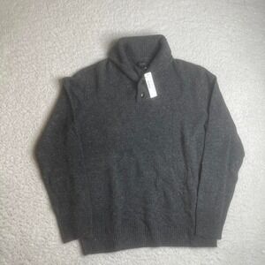 NWT J.Crew men's rugged merino shawl-collar donegal sweater grey preppy M